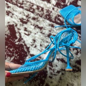 Blue Strappy Women's Heels